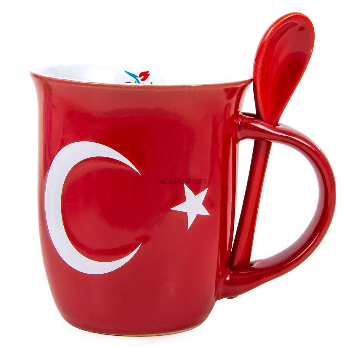 Turkish Flag Mug with Spoon Turkish Flag Mug with Spoon