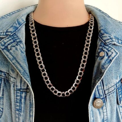 Big Ring Silver Plated Chain Necklace