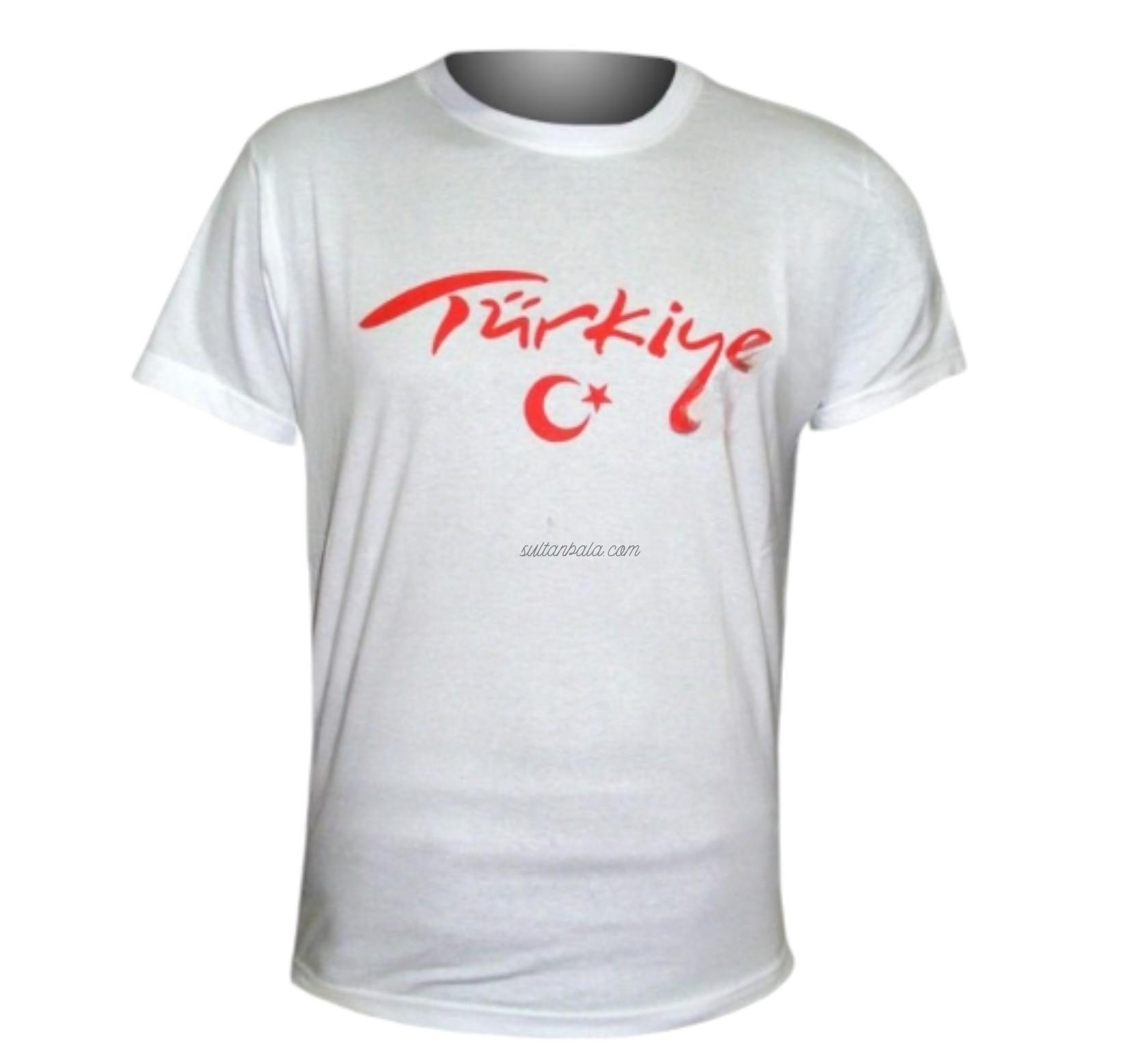 White Turkiye Tshirt White Turkiye T-shirt, %100 Cotton, Kids & Youth